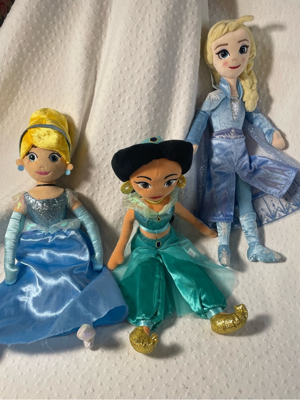 Disney Princess Plush Dolls Elsa, Jasmine and Cinderella SPARKLE SERIES TY